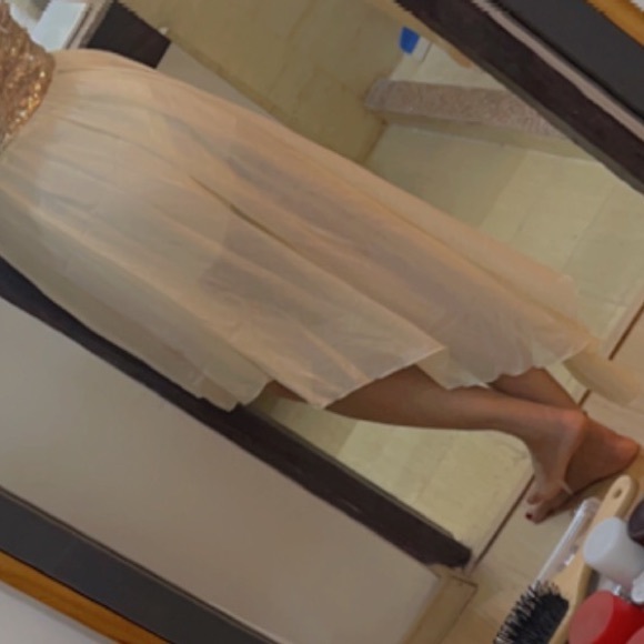 Golden Embellished Tube Gown Dress - Picture 12 of 13